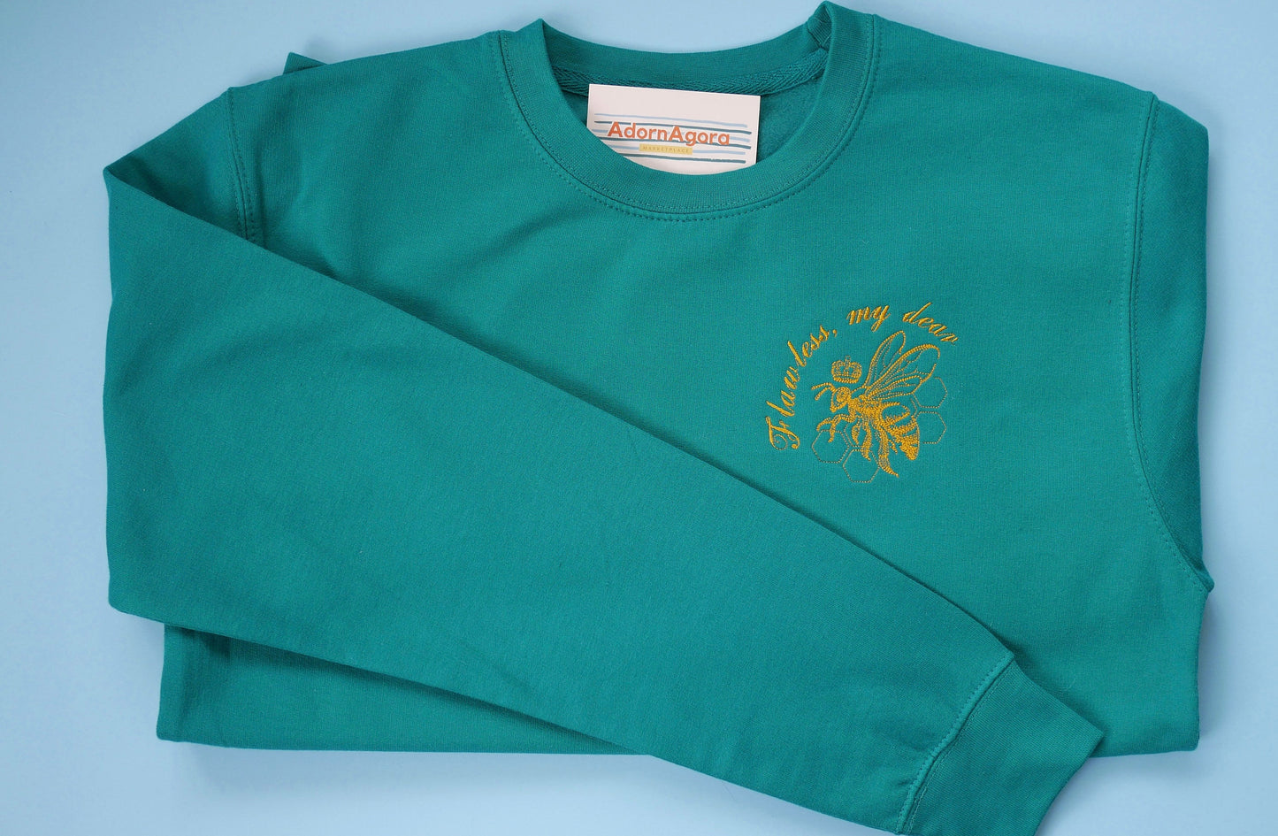 Bridgerton Inspired Machine Embroidered Sweatshirt "Flawless, my dear" Quote