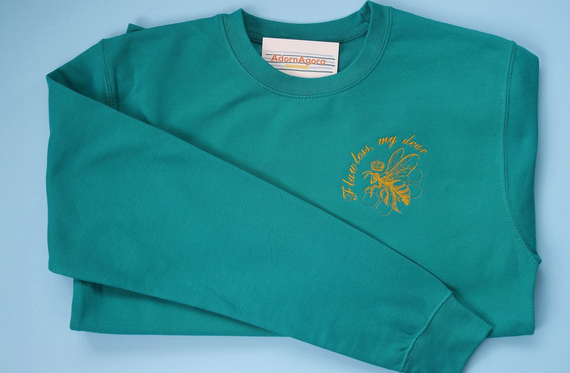 Bridgerton Inspired Machine Embroidered Sweatshirt "Flawless, my dear" Quote