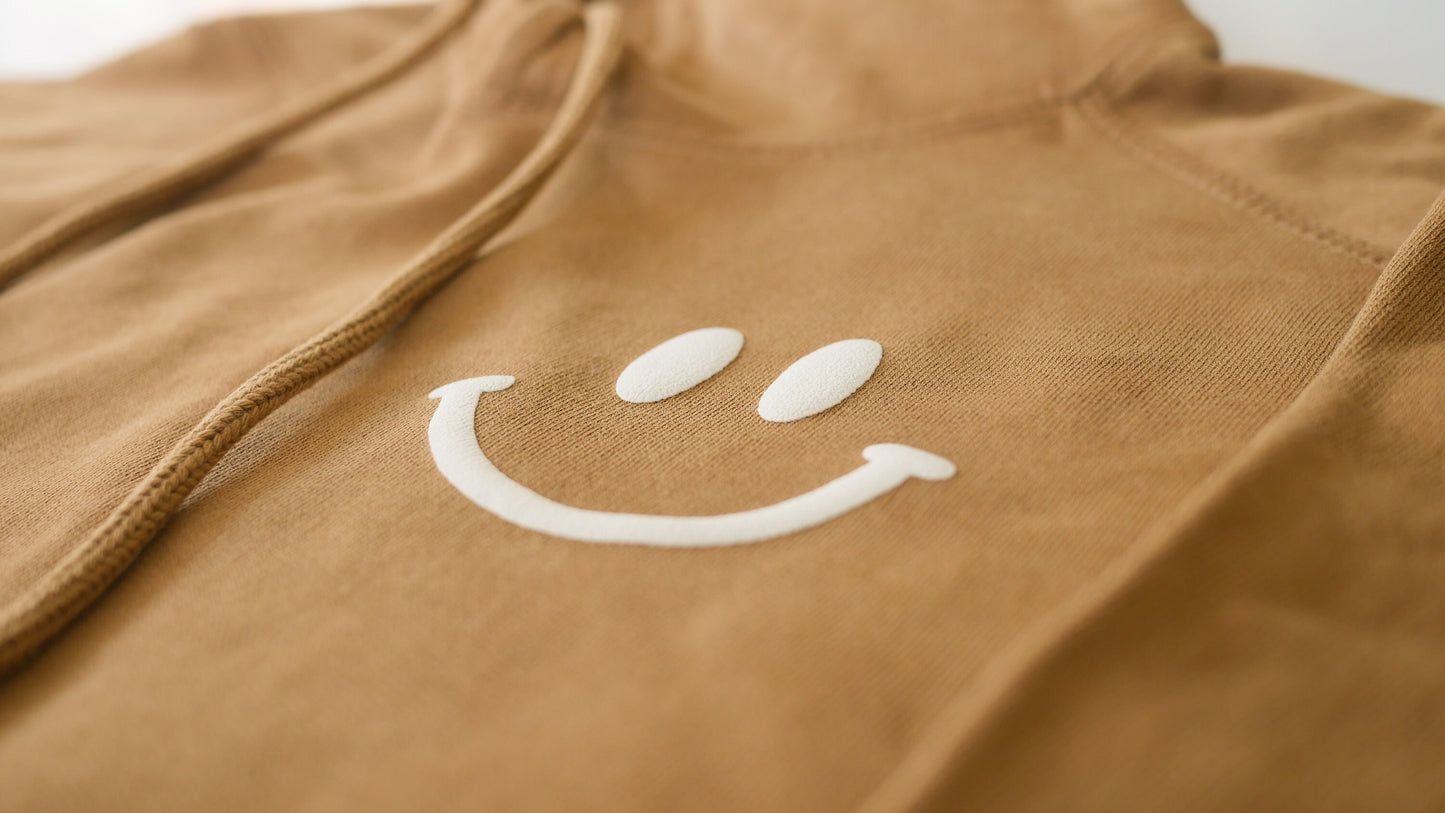 Smiley Face Doing My Best 3D Puff Designed Camel Hoodie