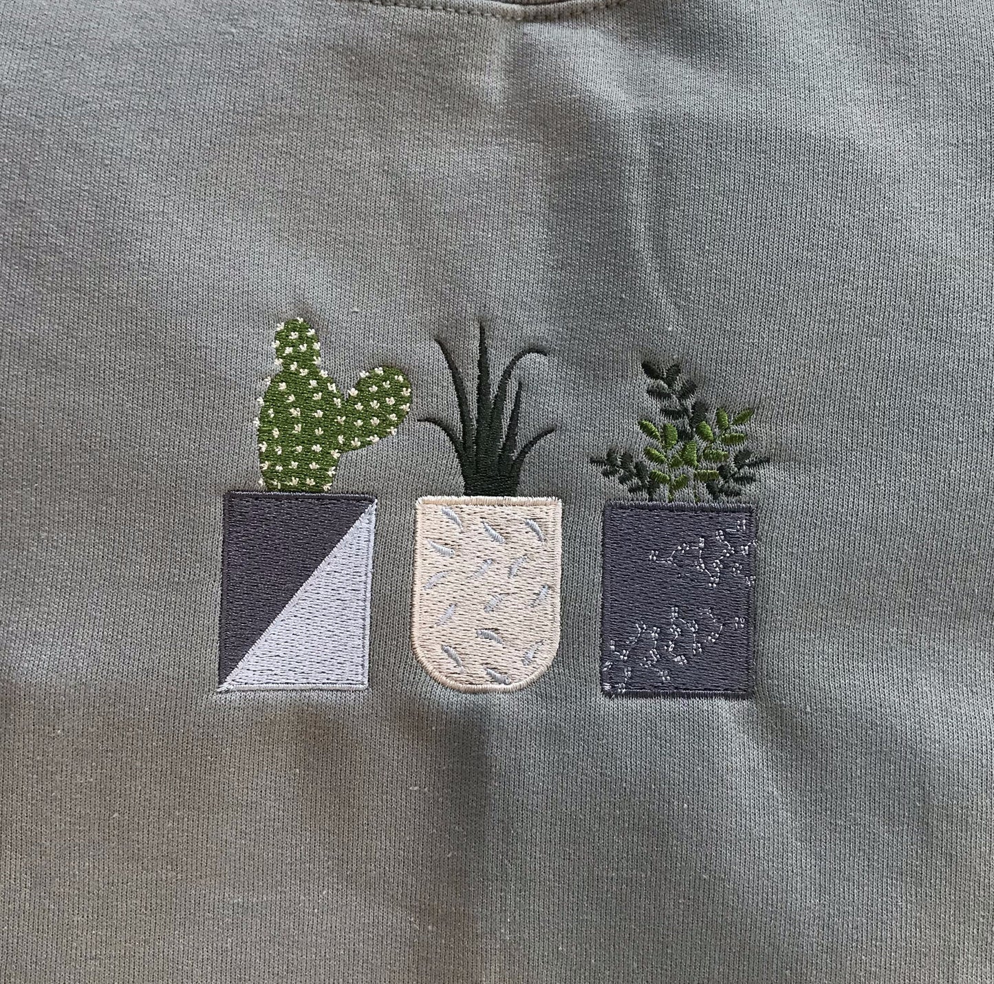 Succulent and Cactus Machine Embroidered Lightweight Sweatshirt