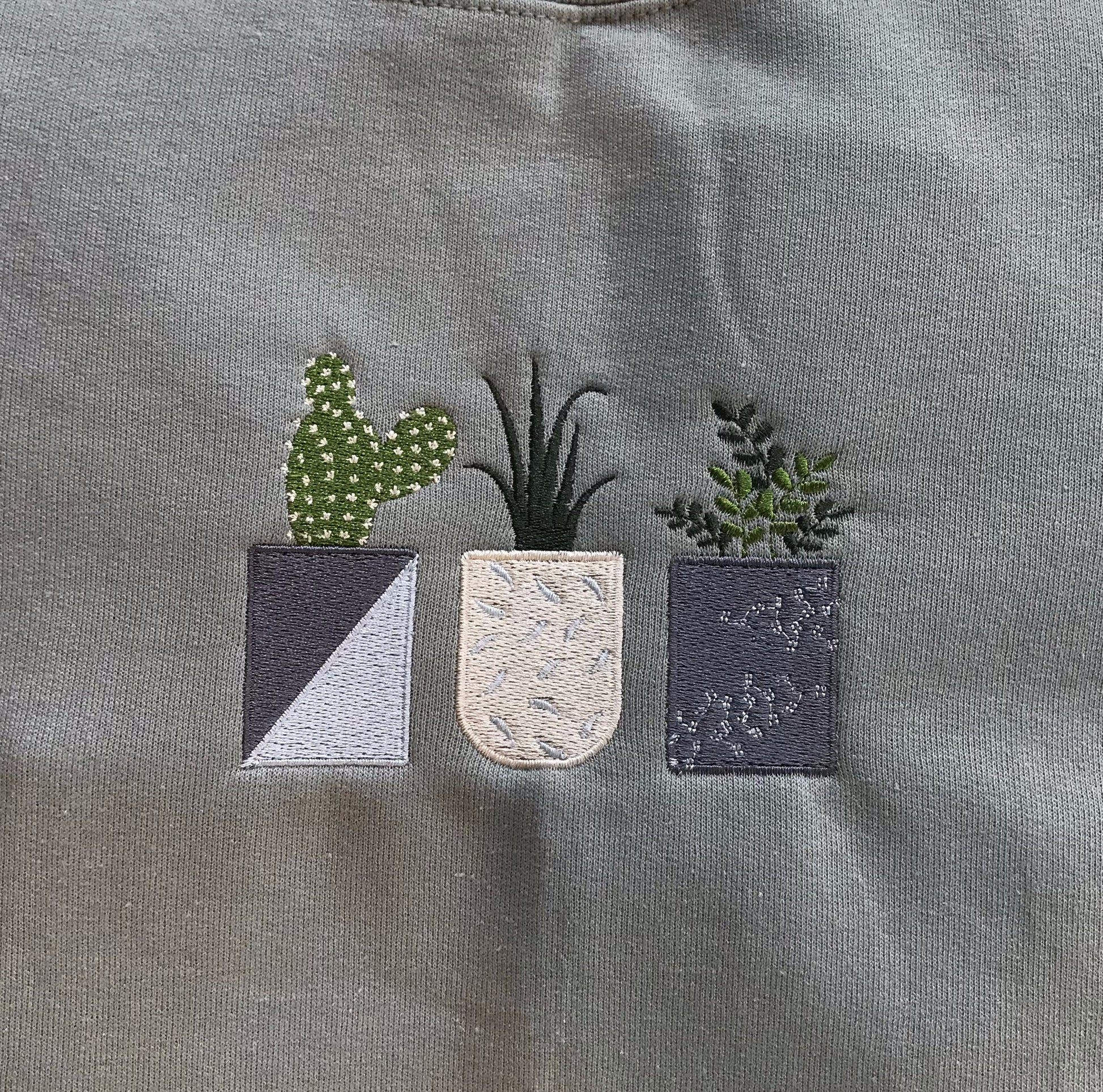 succulent sweatshirt Succulent and Cactus Machine Embroidered Lightweight Sweatshirt