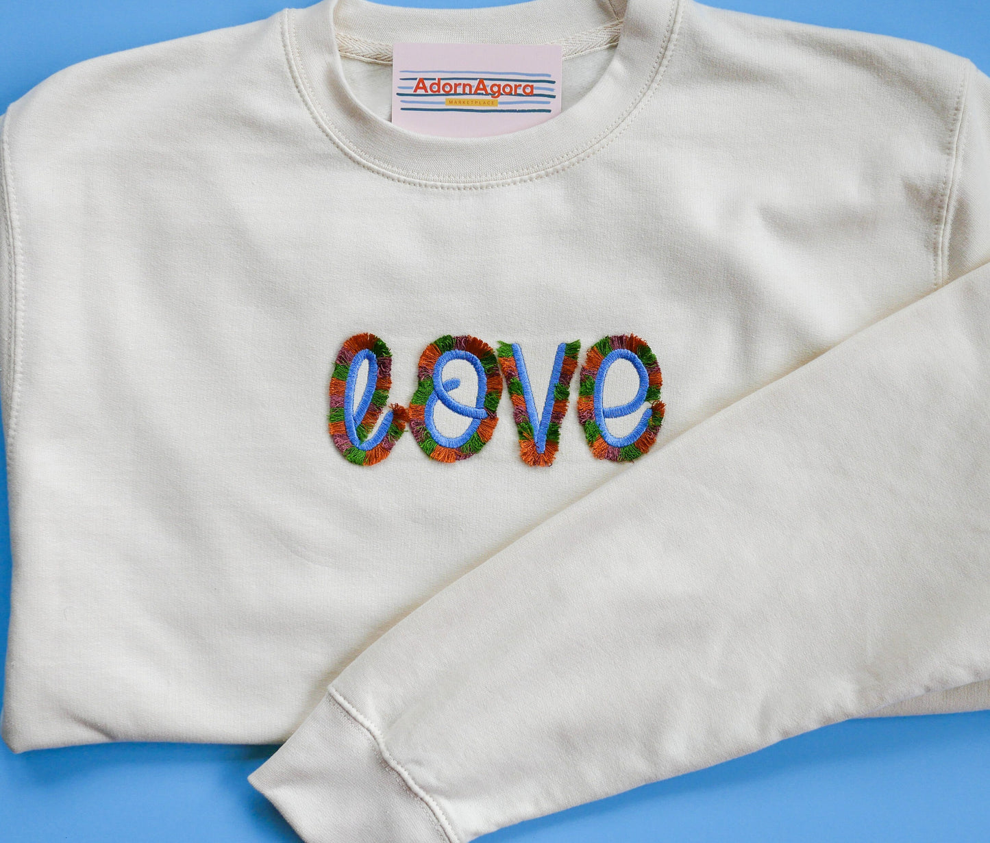 LOVE Fringe Machine Embroidered Sweatshirt