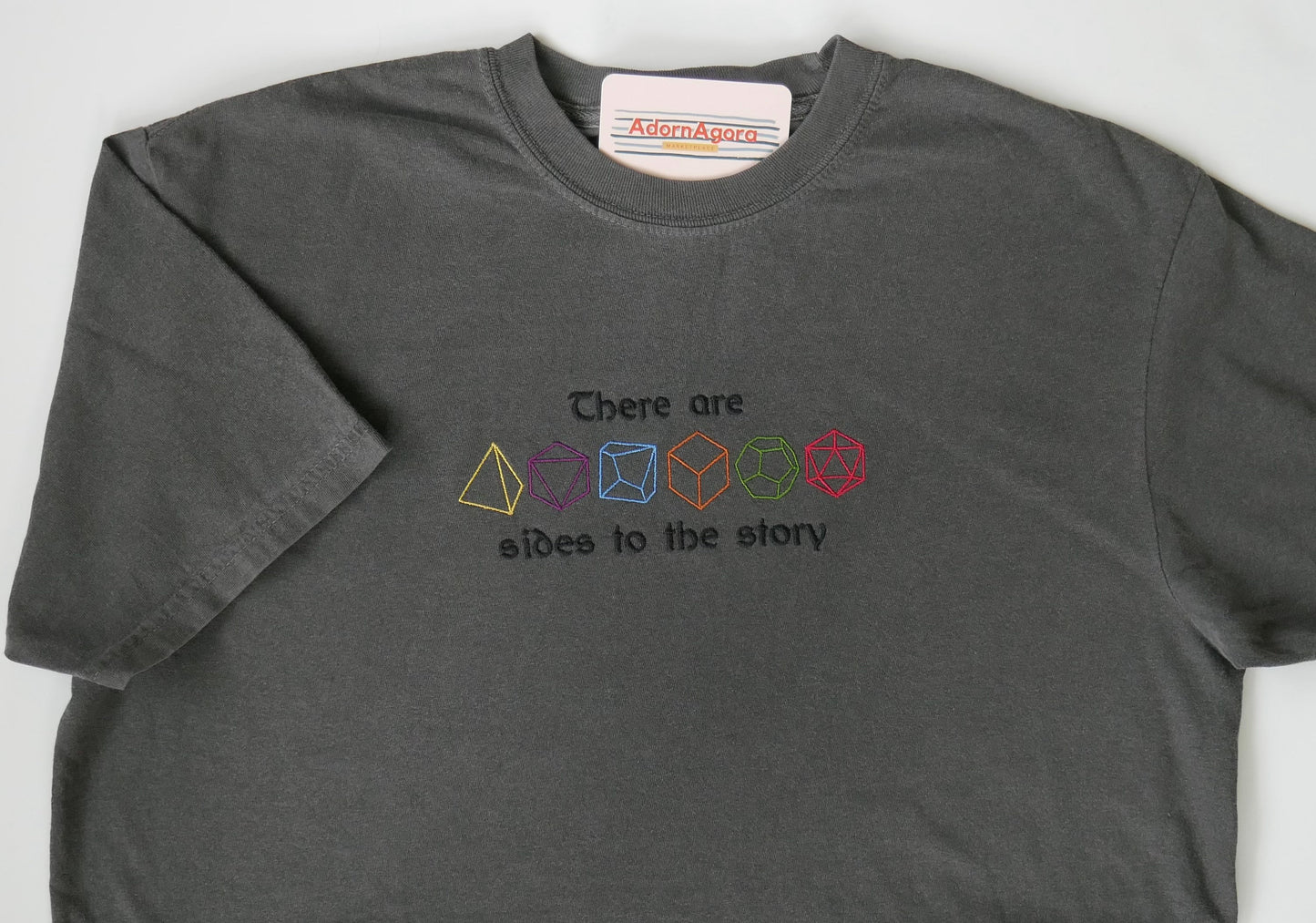 Dungeons and Dragons Dice Machine Embroidered T-Shirt "There are sides to the story"