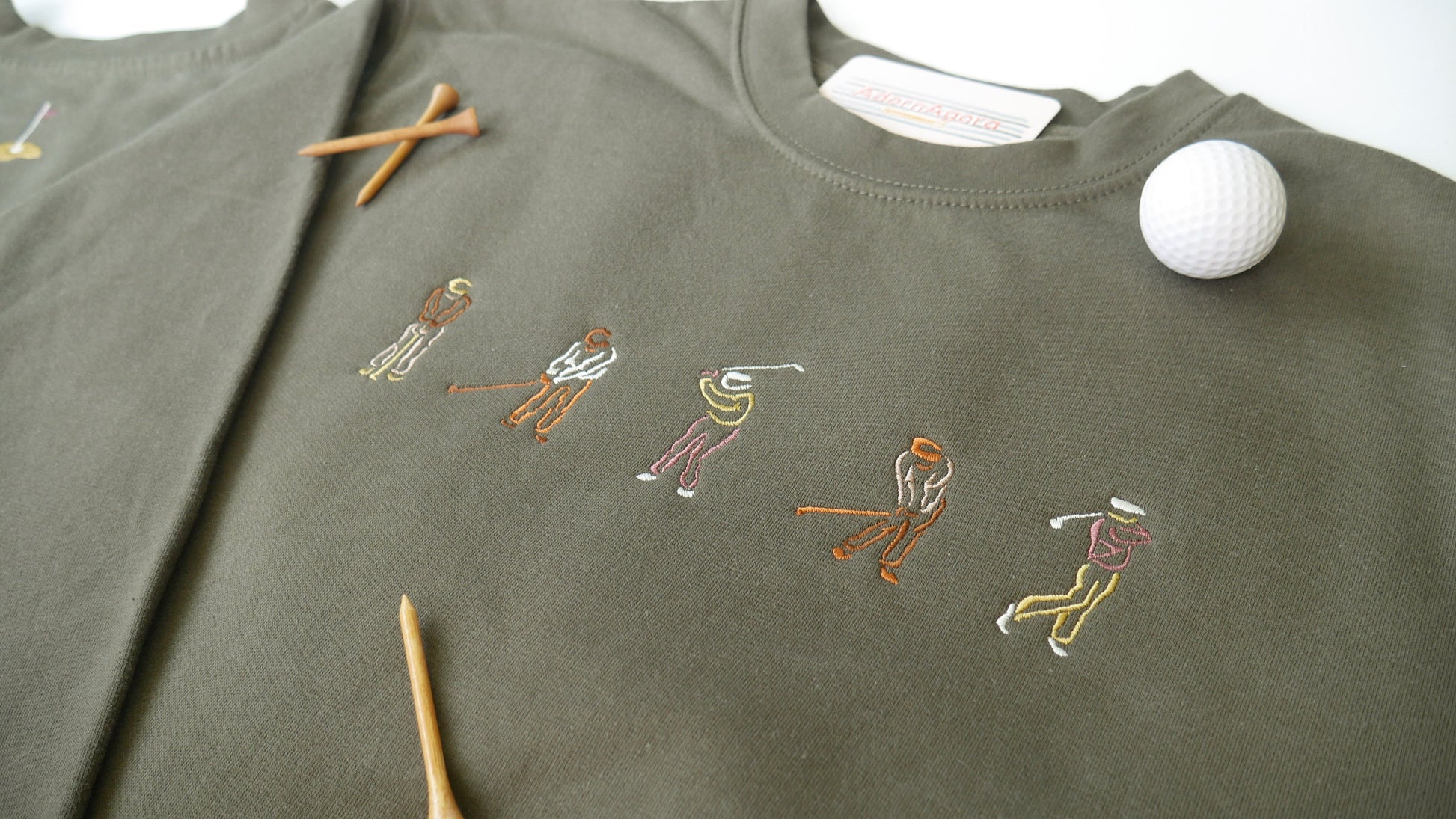 Golfers Swinging Golf Club Embroidered Sweatshirt