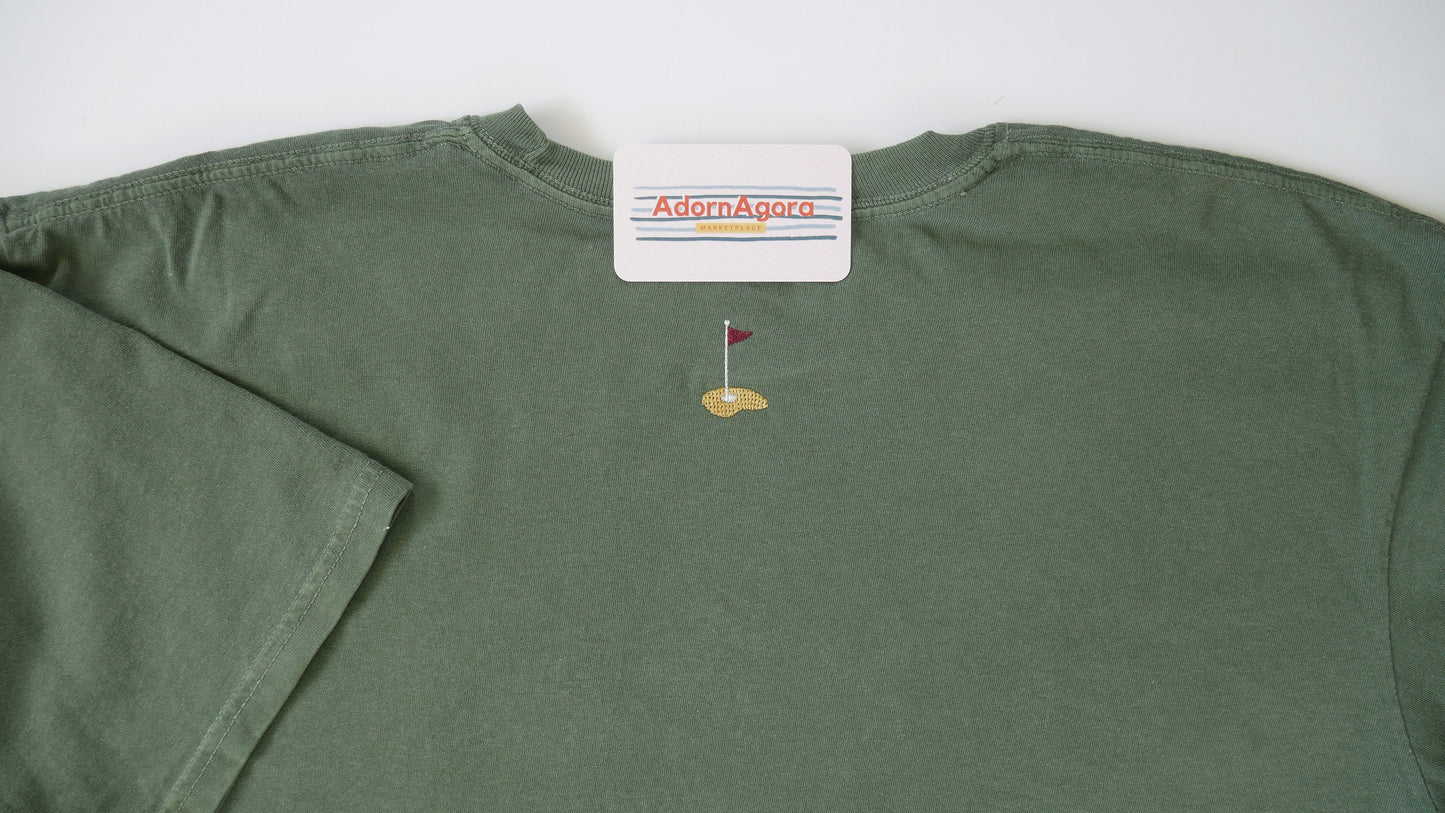 Golfers Swinging Golf Clubs Machine Embroidered T-Shirt