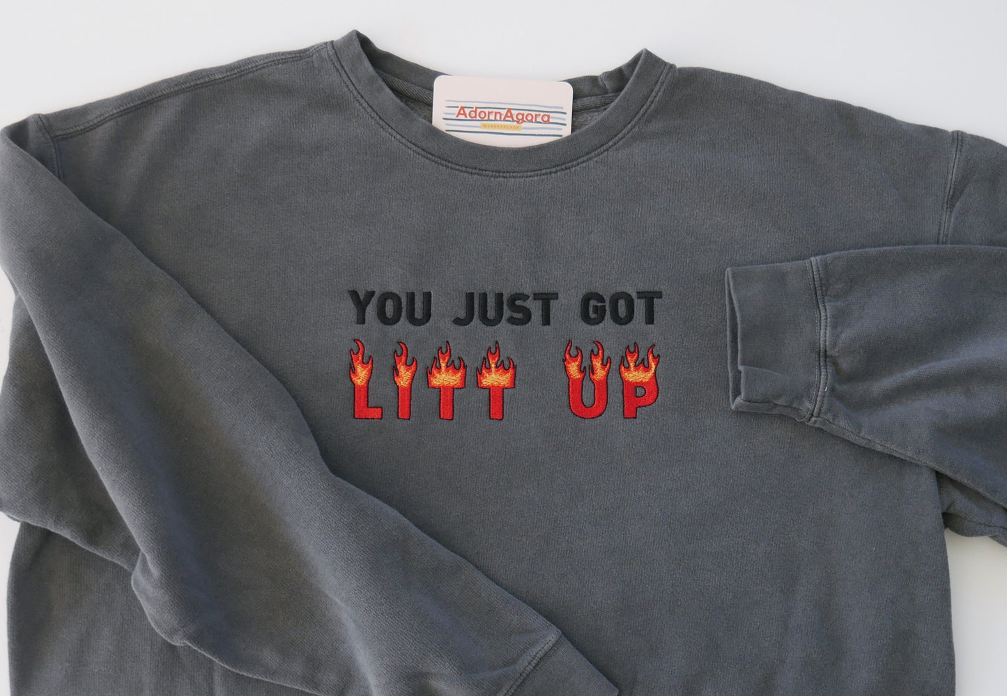 You Just Got Litt Up Suits Inspired Embroidered Sweatshirt